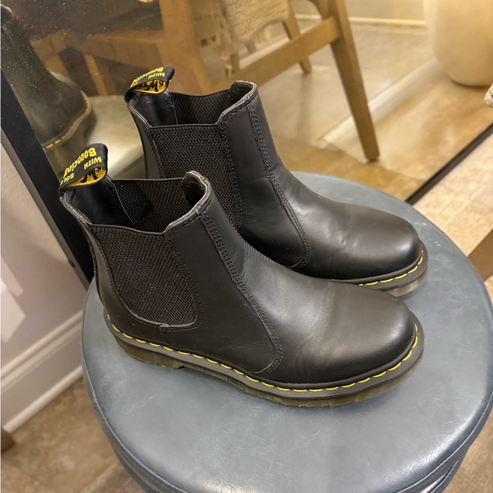 Dr. Martens Black Chelsea Boots with Yellow Accents
